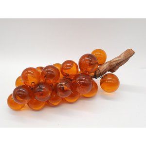 Vintage Mid Century Lucite Resin Acrylic 12" Orange / Amber Grape Cluster